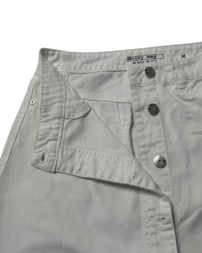 Noisy May White Button-Down Denim Mini Skirt