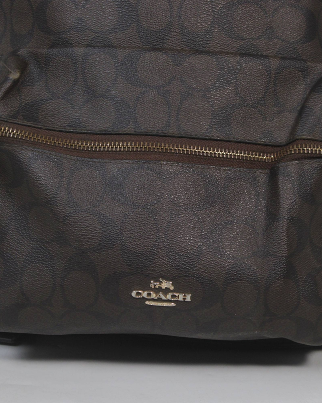 Coach Dark Brown Signature Monogram Backpack Bag