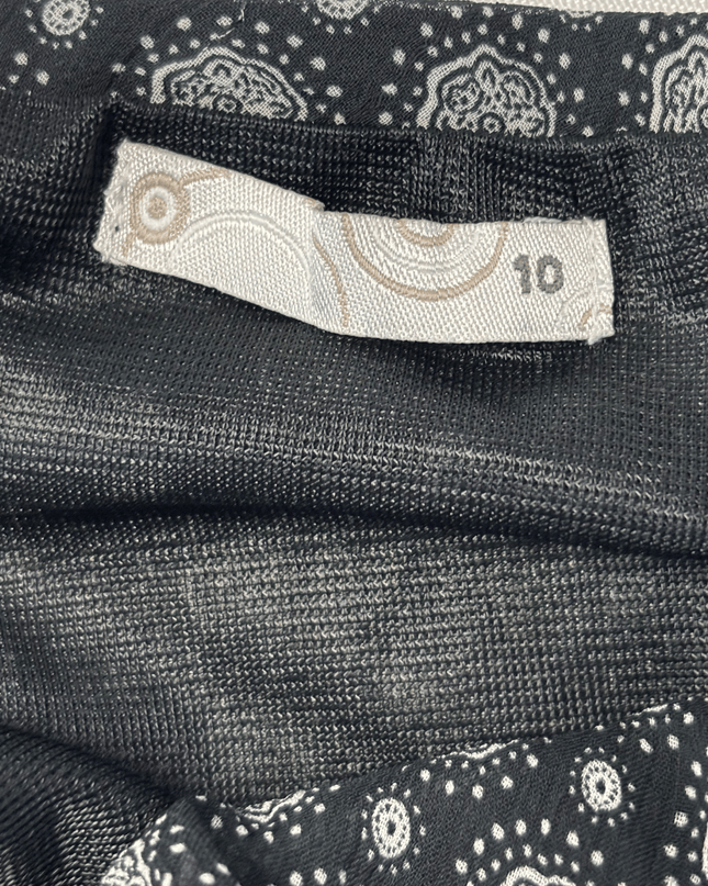 Vintage Boho Black & White Asymmetrical Midi Skirt