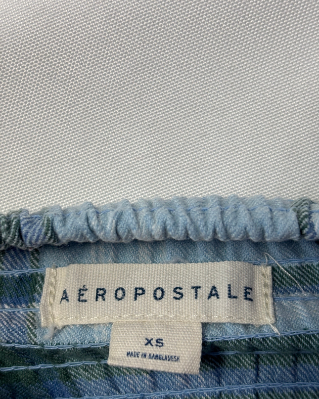 Aeropostale Blue Plaid Smocked Back Mini Cami Dress
