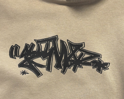 STWD Beige Oversized Graffiti Graphic Hoodie