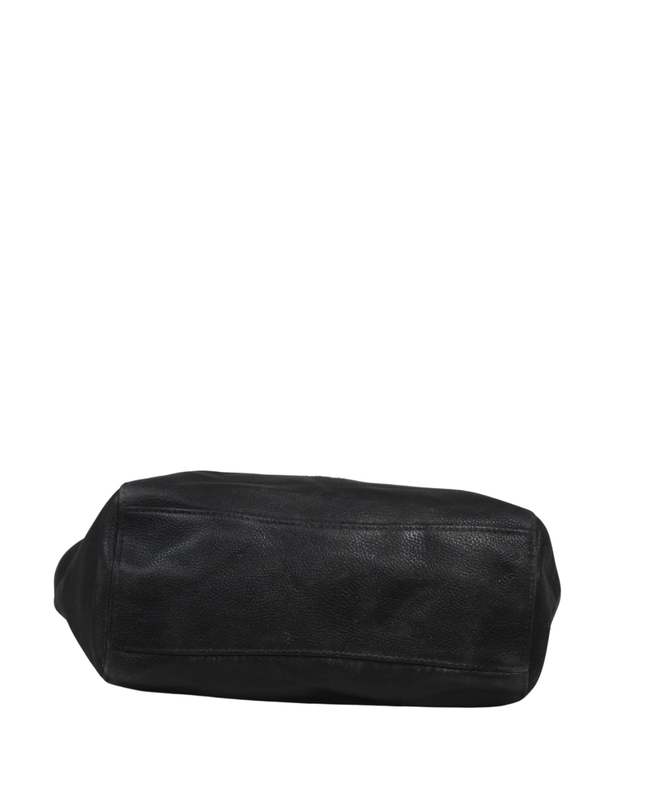 Coach Black Pebbled Leather Chain Strap Tote Bag