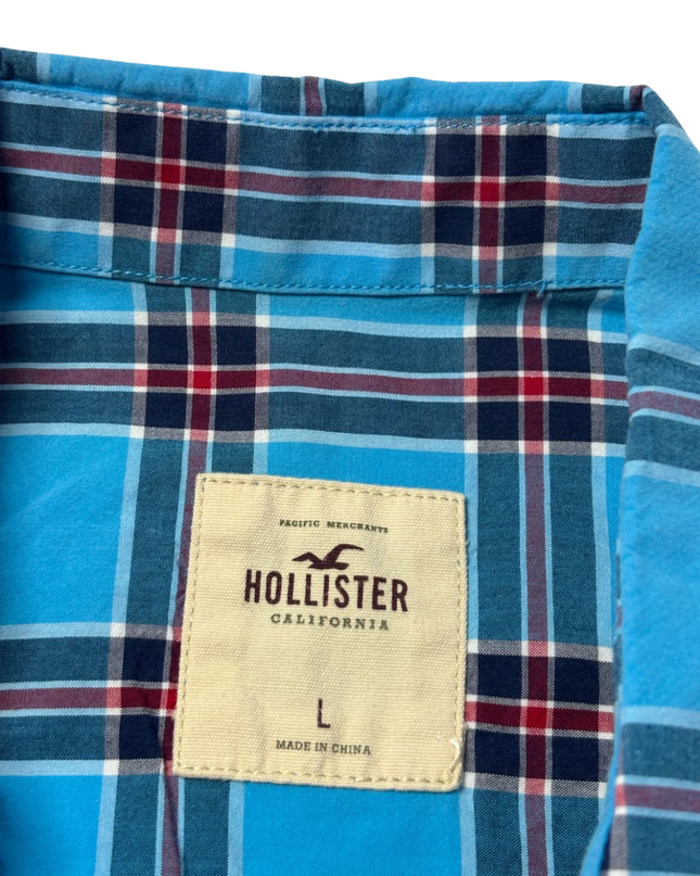 Hollister Blue Plaid Button-Up Long Sleeve Shirt