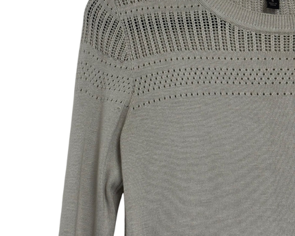 Banana Republic Grey Pointelle Knit Long Sleeve Sweater