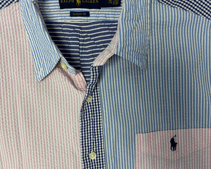 Ralph Lauren Multicolor Patchwork Seersucker Short Sleeve Shirt