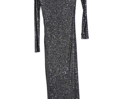 Pull & Bear Silver Sequin One-Shoulder Maxi Dress