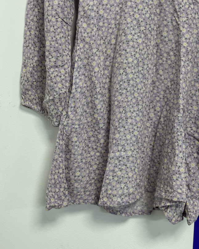 American Eagle Purple Floral Long Sleeve Wrap Romper