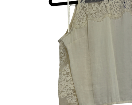 Free People Cream Lace Trim Halter Top