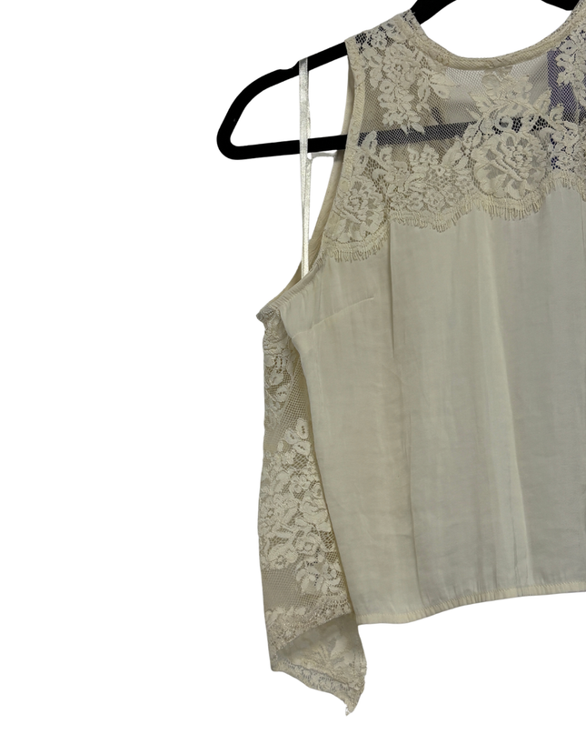 Free People Cream Lace Trim Halter Top