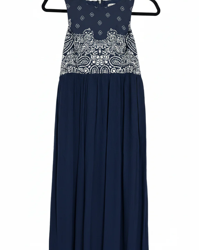 MADE for impulse Navy Blue Bandana Print Maxi Dress