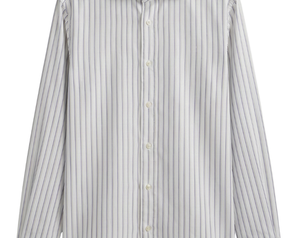 Massimo Dutti White/Purple Striped Cotton Dress Shirt