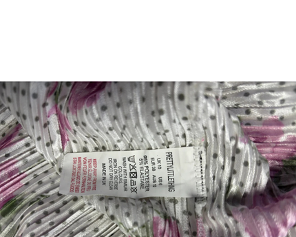 PrettyLittleThing White/Pink Floral Pleated Midi Dress W/Tags