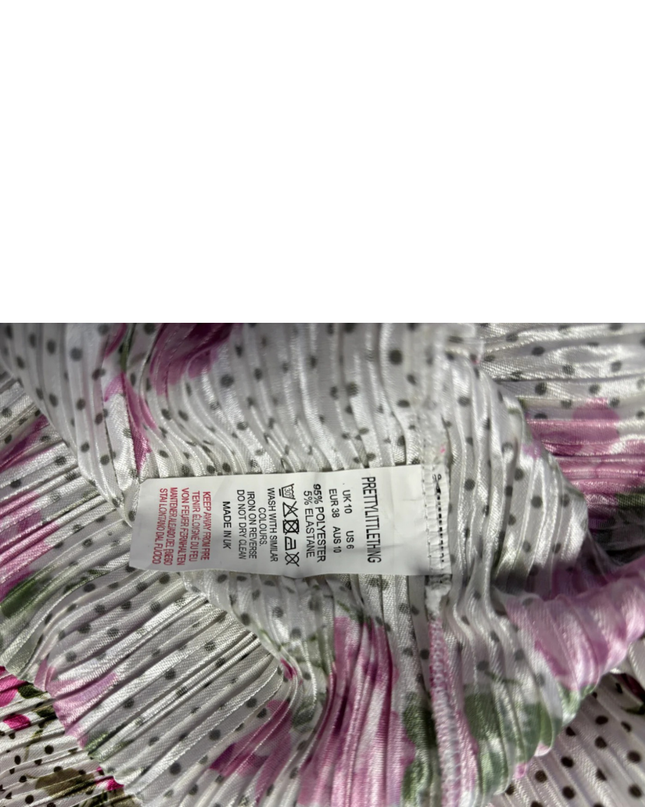 PrettyLittleThing White/Pink Floral Pleated Midi Dress W/Tags
