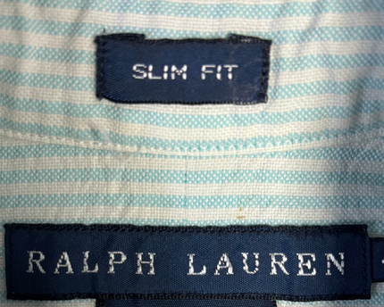 Ralph Lauren Light Blue/White Striped Slim Fit Button-Down Shirt