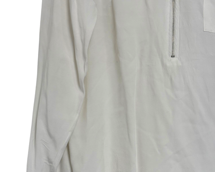 LE CHÂTEAU White Zip-Neck Pocket Blouse