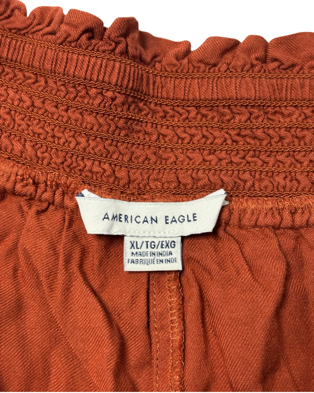 American Eagle Rust Smocked Waist Jogger Pants