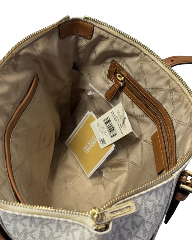 Michael Kors Jet Set Vanilla/Acorn Monogram Tote Bag W/Tags