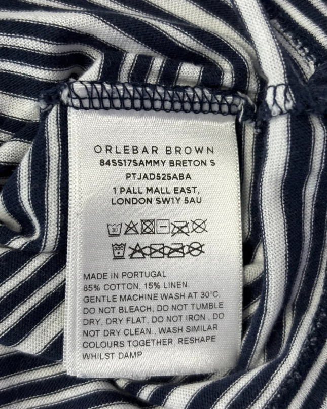 Orlebar Brown Navy Blue Striped Sammy Breton T-Shirt