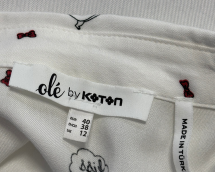 Olé by Koton White Pug Print Graphic Button-Down Shirt