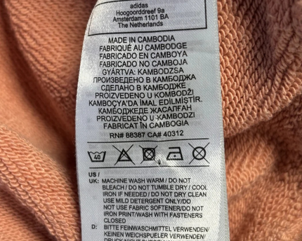 Adidas Peach Cropped Graphic Logo Hoodie