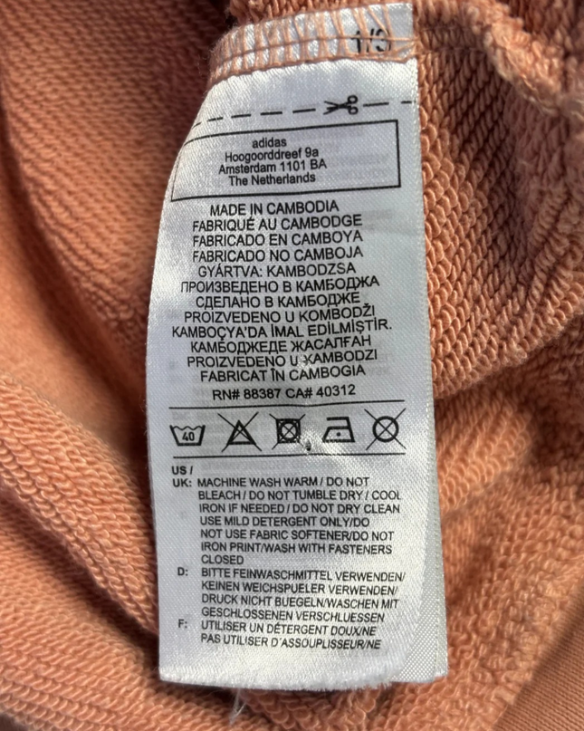 Adidas Peach Cropped Graphic Logo Hoodie