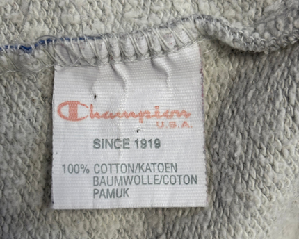 Champion Grey Vintage Style Collared V-Neck Pullover Sweatshirt