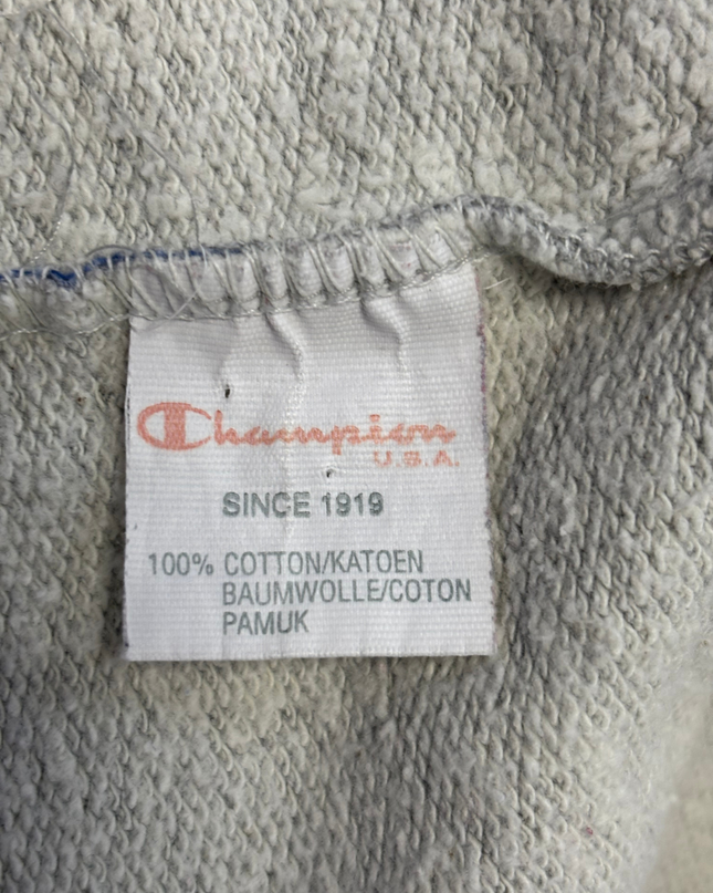 Champion Grey Vintage Style Collared V-Neck Pullover Sweatshirt