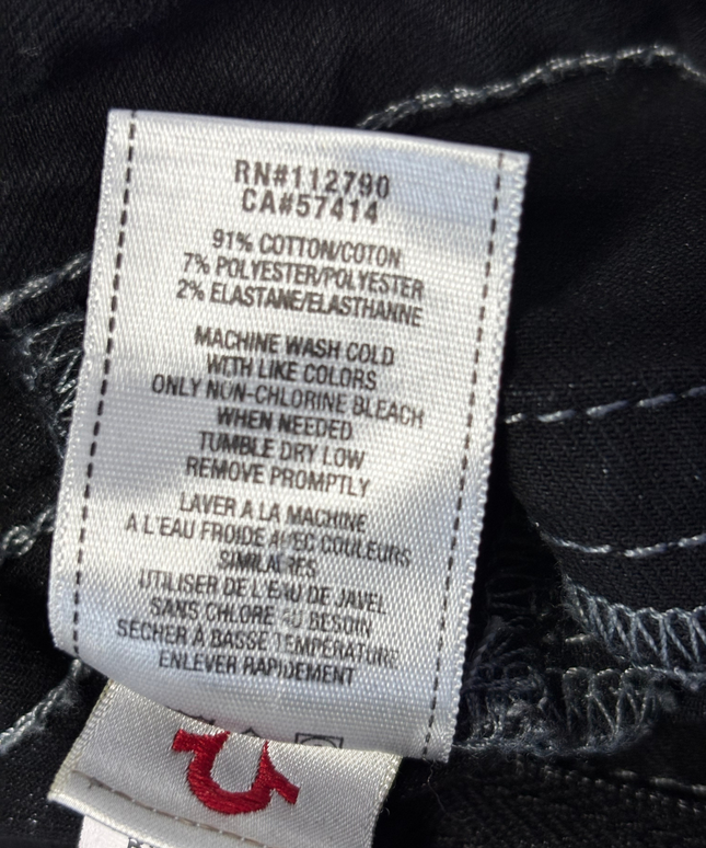 True Religion Black Slim Fit Contrast Stitch Jeans