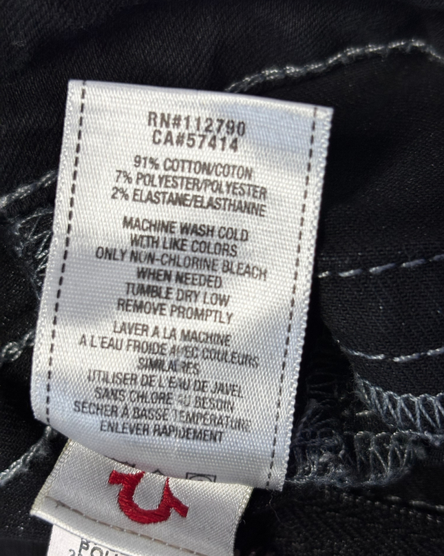 True Religion Black Slim Fit Contrast Stitch Jeans