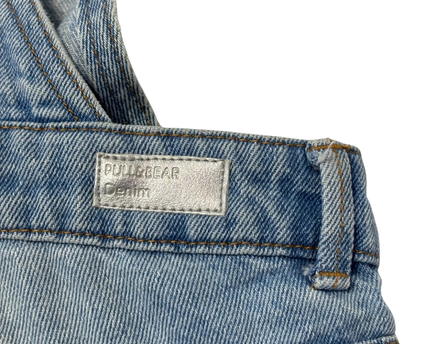 Pull & Bear Blue Distressed Denim Overall Shorts