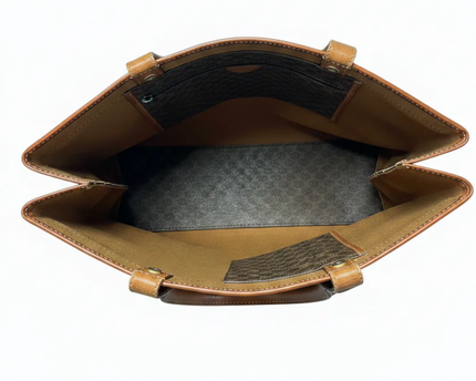 Celine Brown Vintage Macadam Monogram Tote Bag