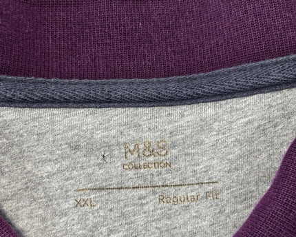 M&S Purple Long Sleeve Cotton Polo Shirt