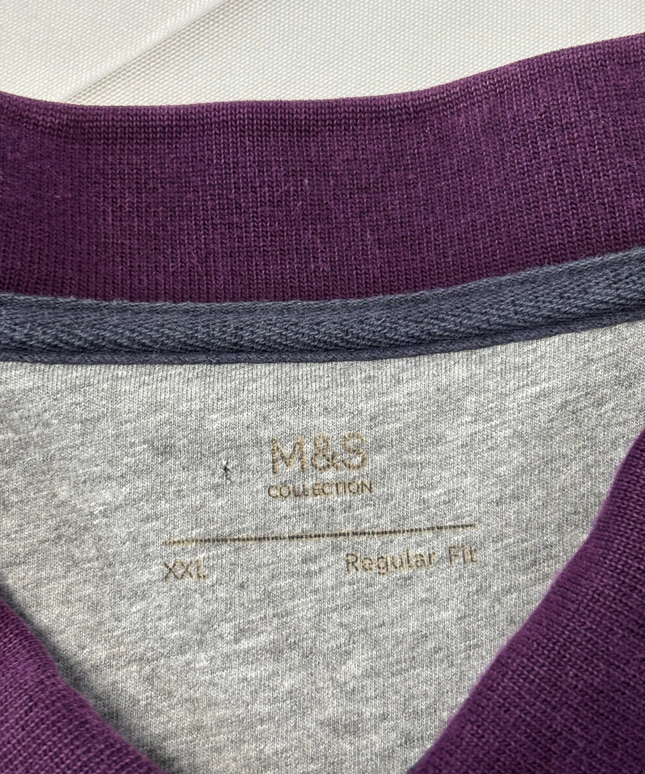 M&S Purple Long Sleeve Cotton Polo Shirt