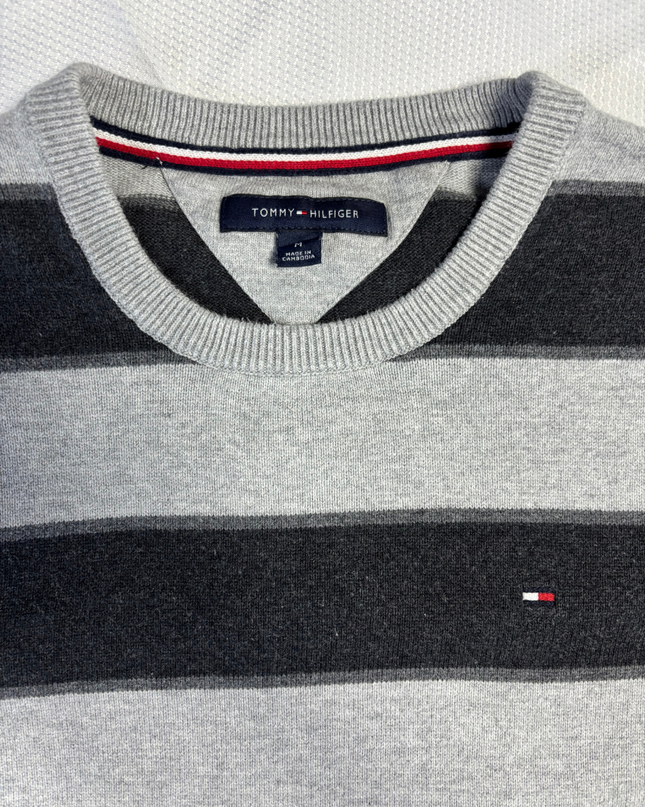 Tommy Hilfiger Grey Striped Crew Neck Sweater