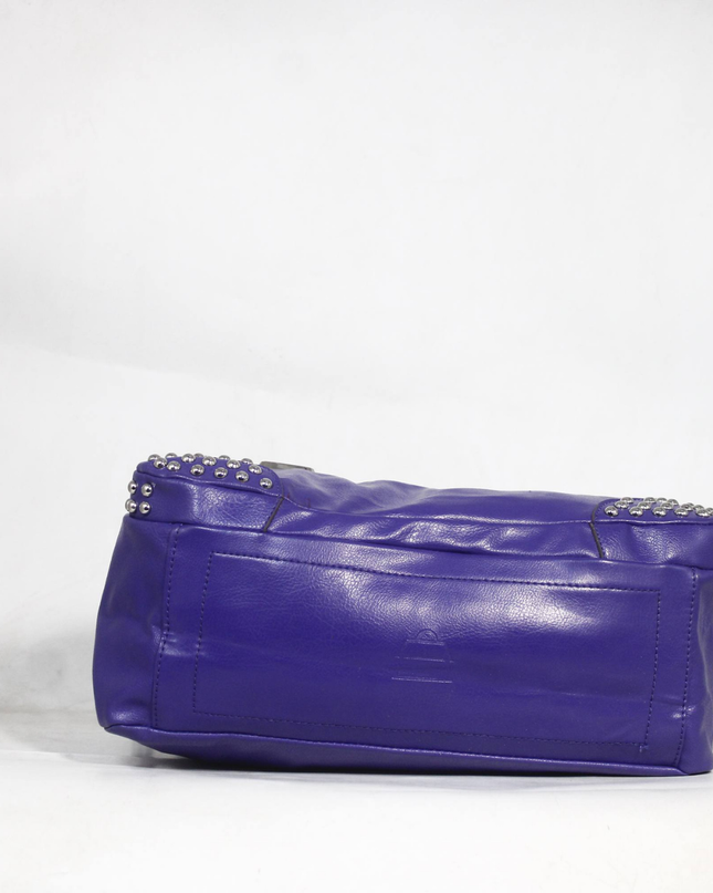 Kathy Van Zeeland Purple Pebbled Faux Leather Shoulder Bag