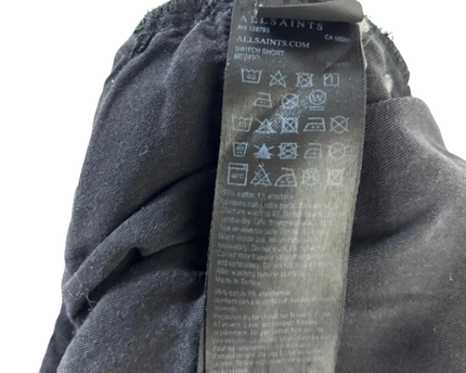 AllSaints Faded Black Distressed Denim Shorts