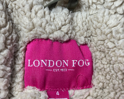 London Fog Olive Green Hooded Puffer Jacket with Faux Fur Trim