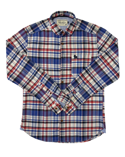Jack & Jones Red, Blue & White Plaid Flannel Shirt - S