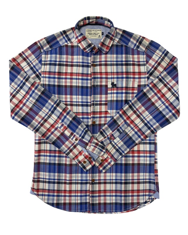 Jack & Jones Red, Blue & White Plaid Flannel Shirt - S