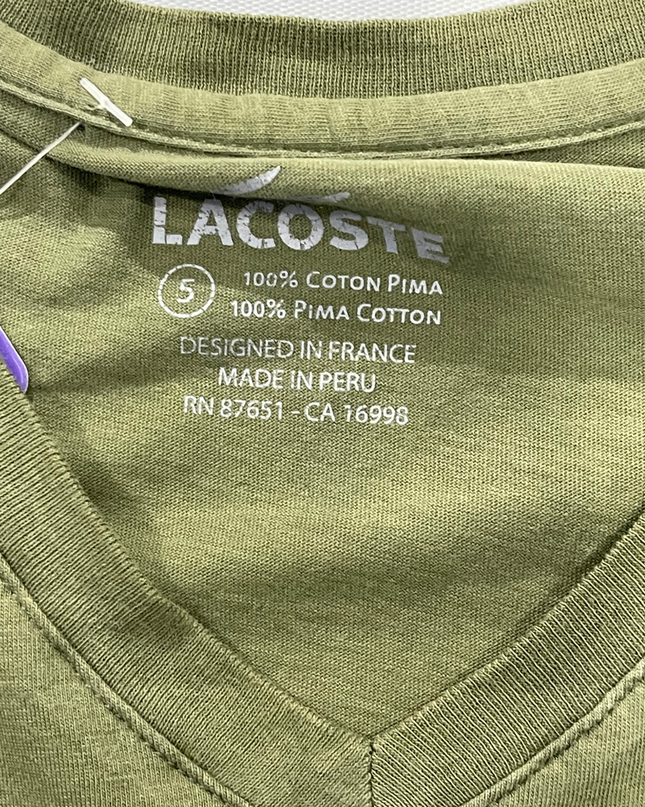 Lacoste Olive Green V-Neck Pima Cotton T-Shirt