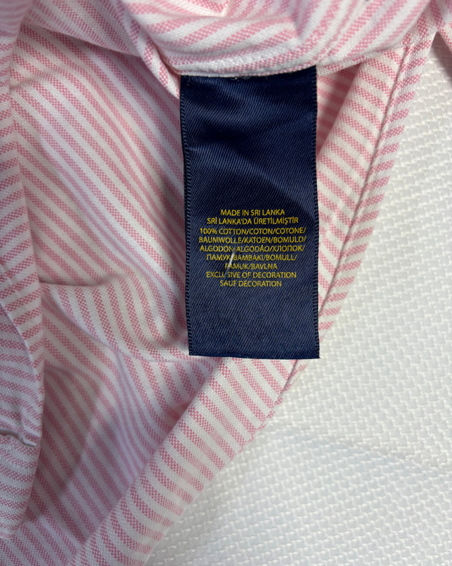 Ralph Lauren Pink Striped Custom Fit Oxford Shirt