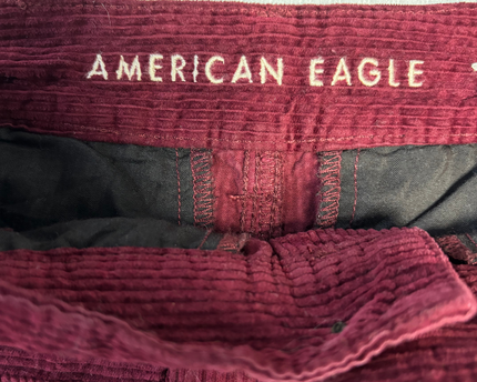 American Eagle Burgundy Corduroy Button-Front Mini Skirt