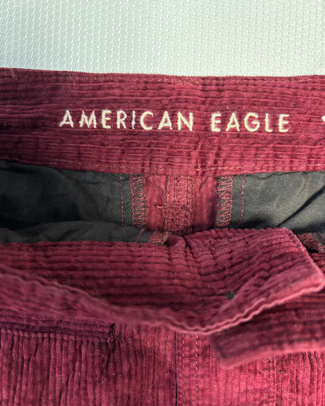 American Eagle Burgundy Corduroy Button-Front Mini Skirt