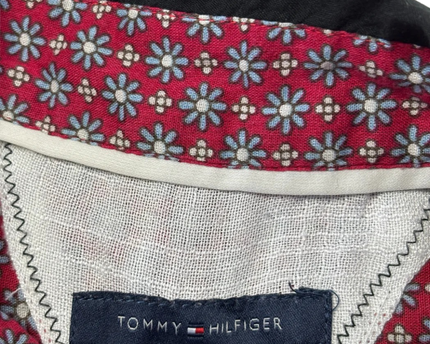 Tommy Hilfiger Black Short Sleeve Button-Down Shirt with Floral Trim