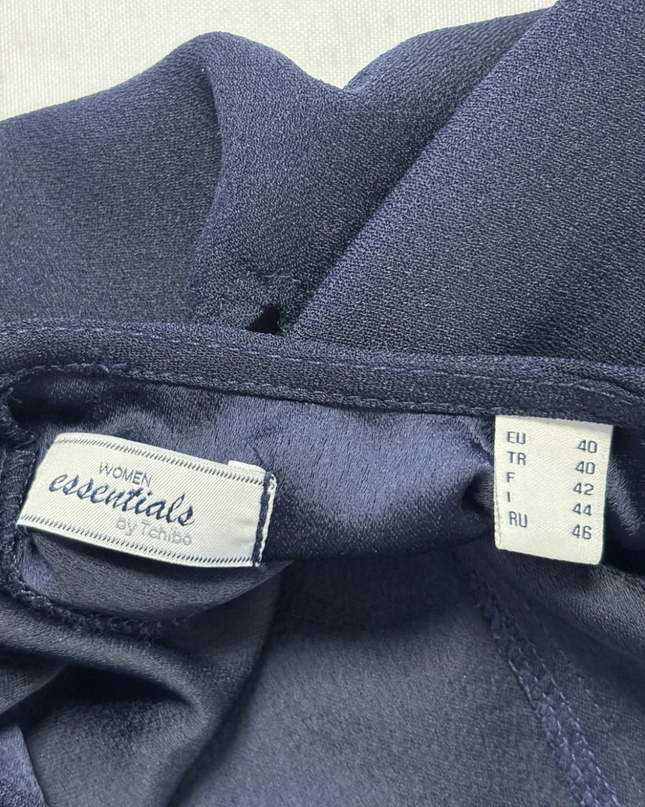 Tchibo Navy Blue Short Sleeve Peplum Blouse