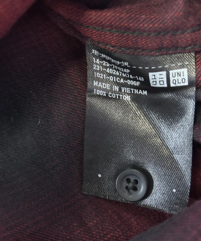 Uniqlo Red & Black Plaid Flannel Button Down Shirt