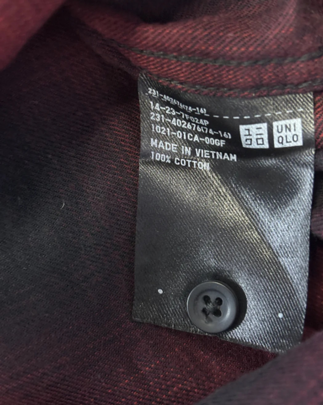 Uniqlo Red & Black Plaid Flannel Button Down Shirt