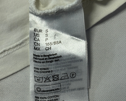 H&M White Scoop Neck Cotton T-Shirt