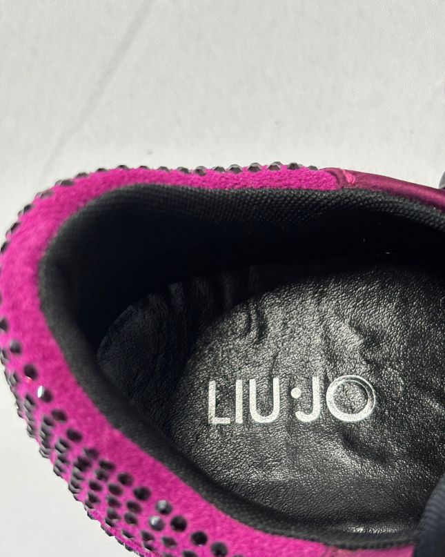 Liu Jo Purple Satin Ribbon and Crystal Embellished Sneakers