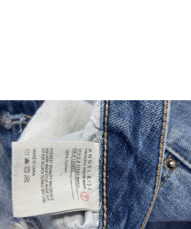 Angel Kiss Blue Distressed High-Rise Tapered Jeans